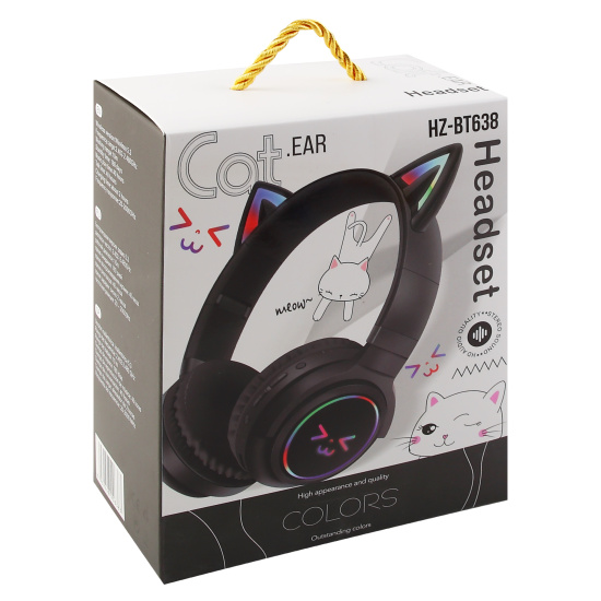 Наушники, Cat, ассорти 4 вида, подключение беспроводное, USB, КОКОС, 252515