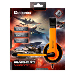 Наушники с микрофоном игровые Defender Warhead G-120 черный + оранжевый, кабель 2 м