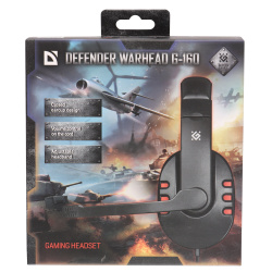 Наушники с микрофоном игровые Defender Warhead G-160 черный, кабель 2,5 м