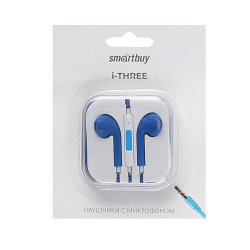Гарнитура вкладыши SmartBuy I-three голубые (SBH-104-BL)