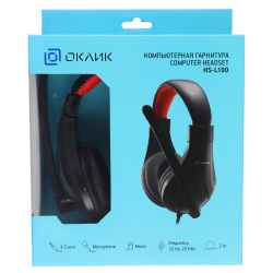 Наушники с микрофоном Oklick HS-L100 черный/красный 2м