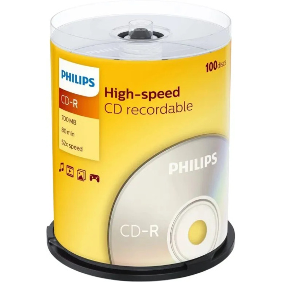 Лазер диск Philips CD-R 700Mb 52x Cake box 100 шт.