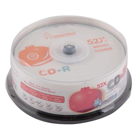 Лазер диск SmartBuy CD-R 700Mb 52x fresh-orange Cake box 25 шт.