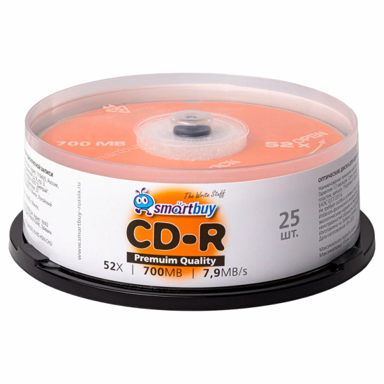Лазер диск SmartBuy CD-R 700Mb 52x Cake box 25 шт.