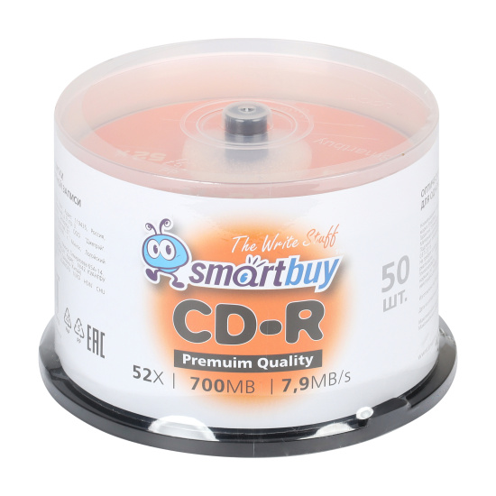Лазер диск SmartBuy CD-R 700Mb 52x Cake box 50 шт.