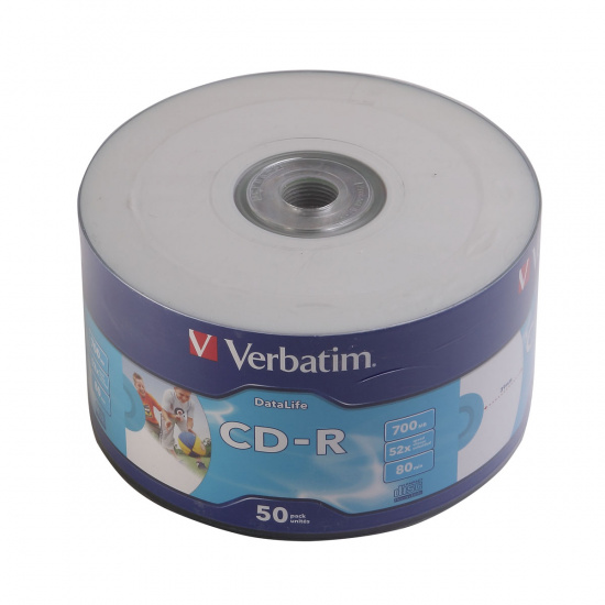 Лазер диск Verbatim CD-R 700МБ 52x Data Life Bulk 50 шт. PRINT (43794)