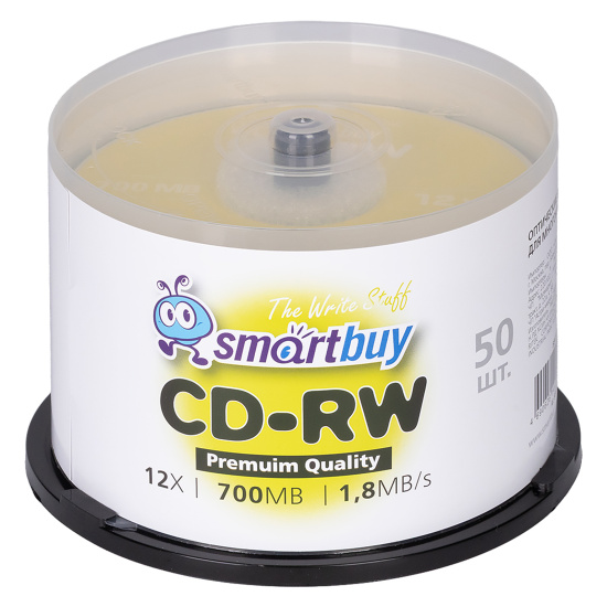 Лазер диск SmartBuy CD-RW 700Mb 12x  Cake box 50 шт.