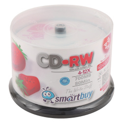 Лазер диск SmartBuy CD-RW 700Mb 4-12x  Cake box 50 шт.