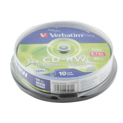 Лазер диск Verbatim CD-RW 700МБ 8-12x  Cake box 10 шт.
