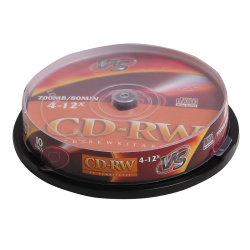 Лазер диск VS CD-RW 700МБ 4-12x Cake box 10 шт.