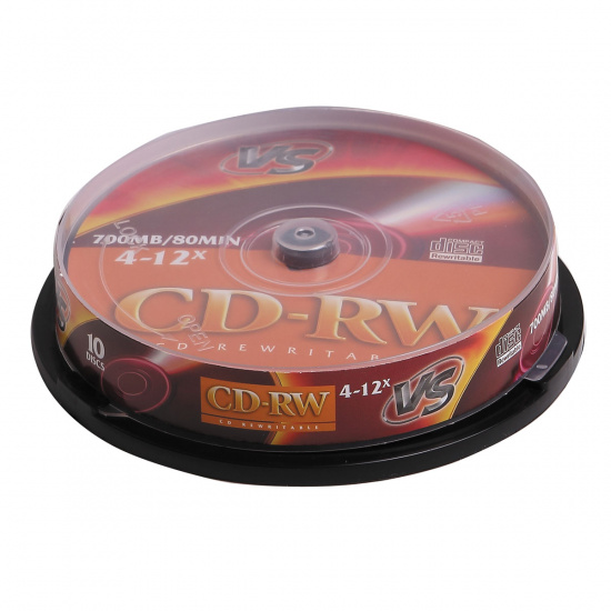Лазер диск VS CD-RW 700МБ 4-12x  Cake box 10 шт.