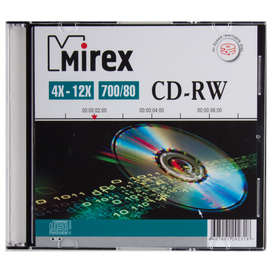 Лазер диск Mirex CD-RW 700МБ 12x Slim