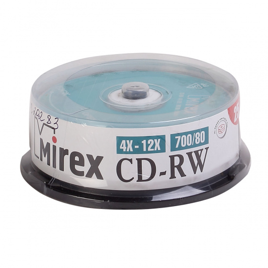 Лазер диск Mirex CD-RW 700МБ 12x Cake box 25 шт.