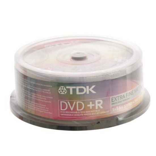 Лазер диск TDK DVD+R 4.7 Gb 16х Cake box 25 шт. PRINT