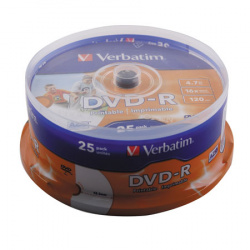 Лазер диск Verbatim DVD-R 4.7 Gb 16х Cake box 25 шт. PRINT