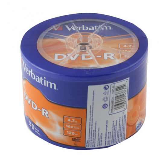 Лазер диск Verbatim DVD-R 4.7 Gb 16х Bulk 50 шт. 43791