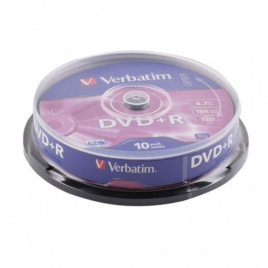 Лазер диск Verbatim DVD+R 4.7 Gb 16х Cake box 10 шт.