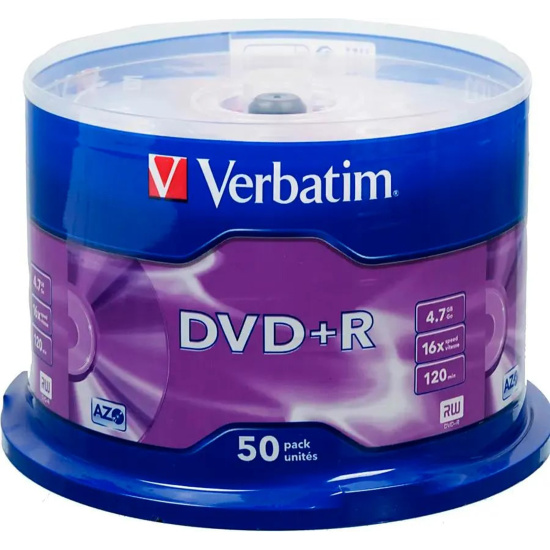 Лазер диск Verbatim DVD+R 4.7 Gb 16х Cake box 50 шт.