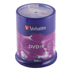 Лазер диск Verbatim DVD+R 4.7 Gb 16х Cake box 100 шт.