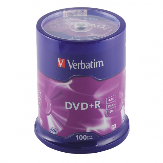 Лазер диск Verbatim DVD+R 4.7 Gb 16х Cake box 100 шт.