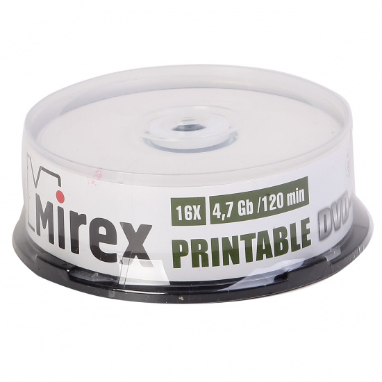 Лазер диск Mirex DVD-R 4.7 Gb 16х Cake box 25 шт. INK PRINT