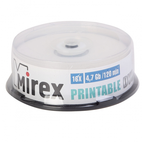 Лазер диск Mirex DVD+R 4.7 Gb 16х Cake box 25 шт. INK PRINT