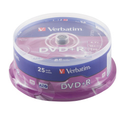 Лазер диск Verbatim DVD+R 4.7 Gb 16х Cake box 25 шт.