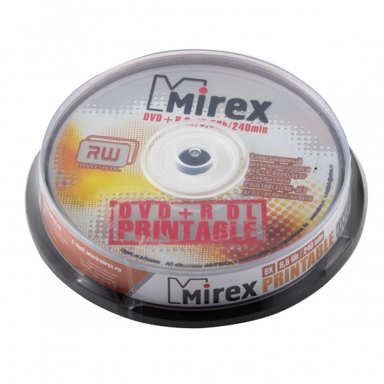 Лазер диск Mirex DVD+R 8.5 Gb 8x  Double Layer Cake Box 10 шт. PRINT