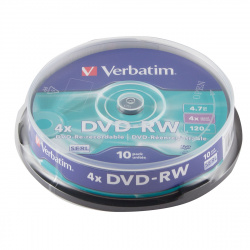 Лазер диск Verbatim DVD-RW 4.7 Gb 4х Cake box 10 шт.
