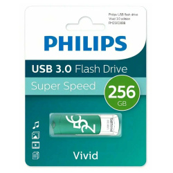 Флеш-память USB 256Gb Philips VIVID3,0, USB 3.0, Зеленый