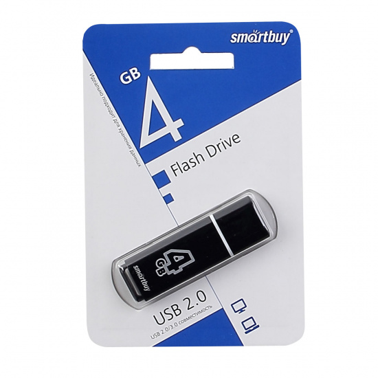 Флеш-память USB 4 Gb Smartbuy Glossy series Black