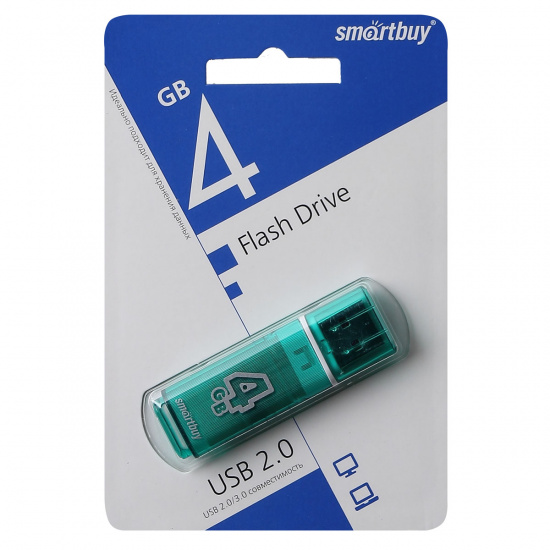 Флеш-память USB 4 Gb Smartbuy Glossy series Green