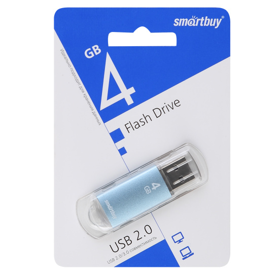 Флеш-память USB 4 Gb Smartbuy V-Cut Blue (SB4GBVC-B)