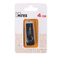 Флеш-память USB 4 Gb Mirex Swivel Black, черный
