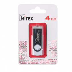 Флеш-память USB 4 Gb Mirex Swivel White, белый
