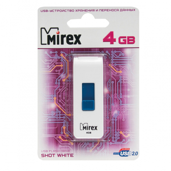 Флеш-память USB 4 Gb Mirex Shot White, белый