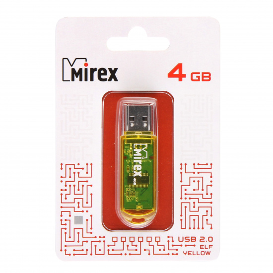 Флеш-память USB 4 Gb Mirex Elf USB 2.0, желтый
