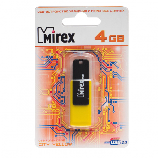 Флеш-память USB 4 Gb Mirex City Yellow, черный/желтый