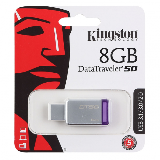 Флеш-память USB 8 Gb Kingston DT50 Metal/Purple USB 3.0 (DT50/8GB)