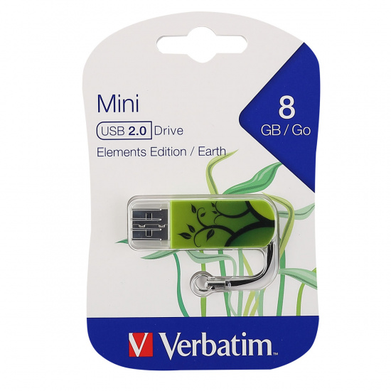 Флеш-память USB 8 Gb Verbatim USB 2.0 Mini Elements - Earth