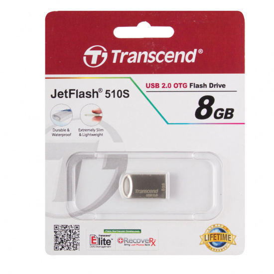 Флеш-память USB 8 Gb Transcend Jet Flash 510 (TS8GJF510) серебро