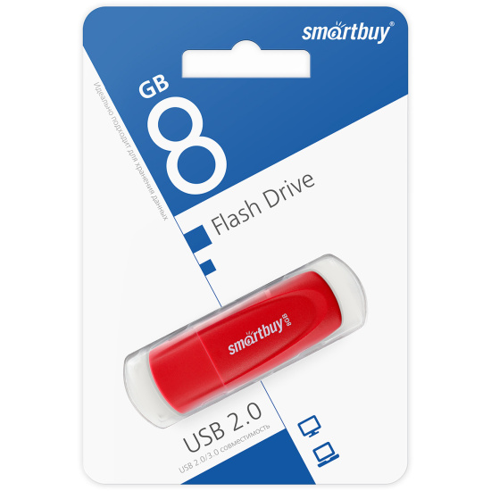 Флеш-память USB 8 Gb Smartbuy Scout Red (SB008GB2SCR)