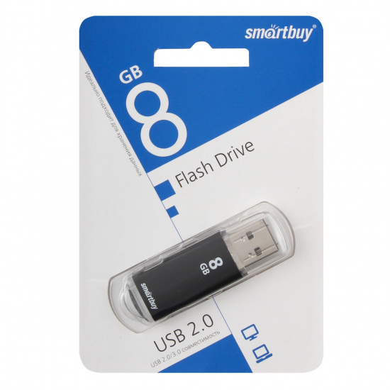 Флеш-память USB 8 Gb Smartbuy V-Cut Black (SB8GBVC-K)