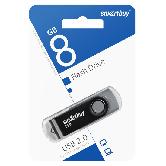 Флеш-память USB 8 Gb Smartbuy Twist Black (SB008GB2TWK)