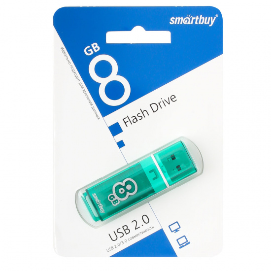 Флеш-память USB 8 Gb Smartbuy Glossy series Green
