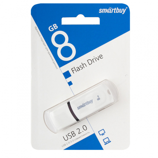 Флеш-память USB 8 Gb Smartbuy Paean White (SB8GBPN-W)