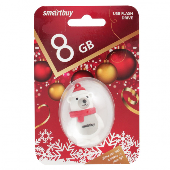 Флеш-память USB 8 Gb Smartbuy NYseries Белый Медведь (SB8GBPolarBear)