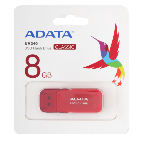 Флеш-память USB 8 Gb A-DATA UV240, USB 2.0, Красный