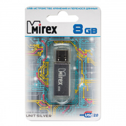 Флеш-память USB 8 Gb Mirex Unit USB 2.0, серебро