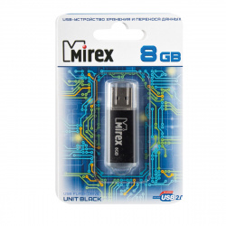 Флеш-память USB 8 Gb Mirex Unit USB 2.0, черный